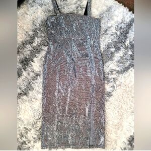 Forever 21 Silver Sequin Midi Dress